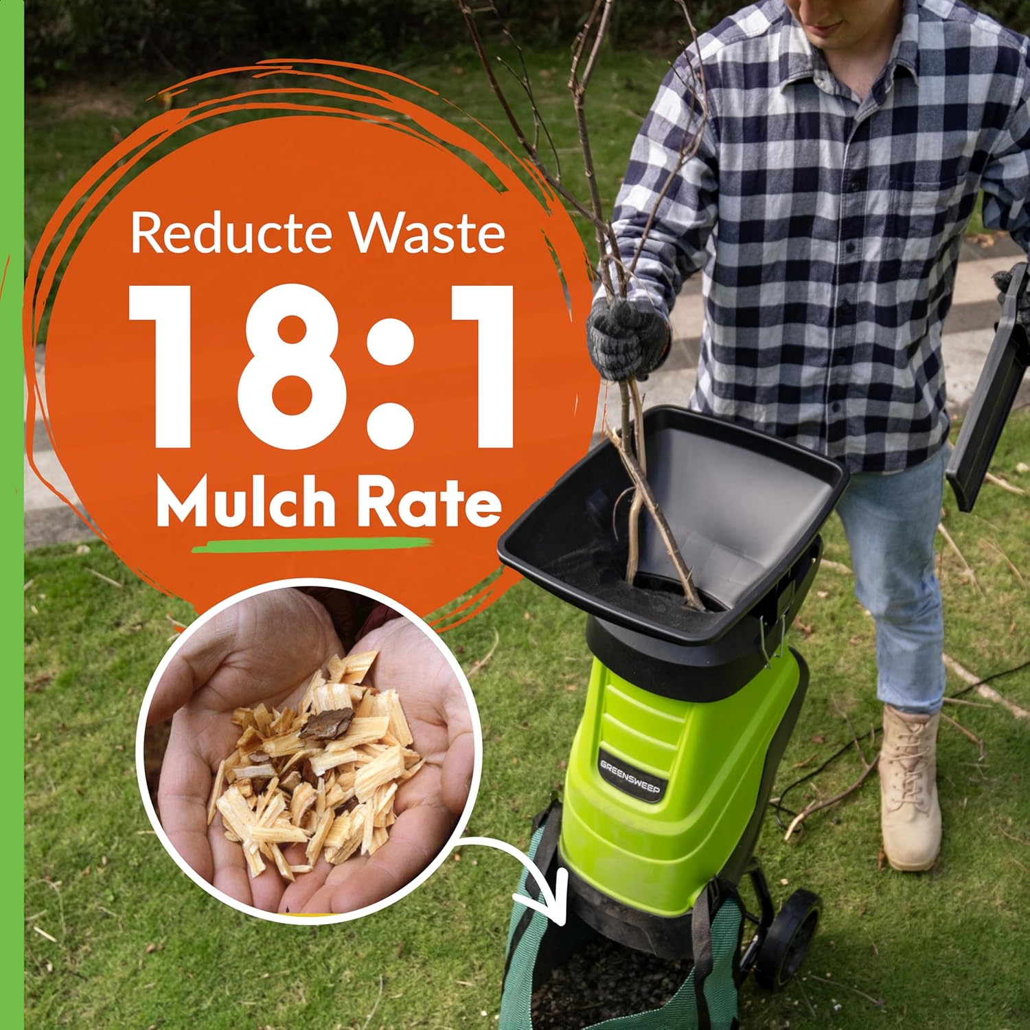 GreenSweep Electric Wood Chipper & Mulcher