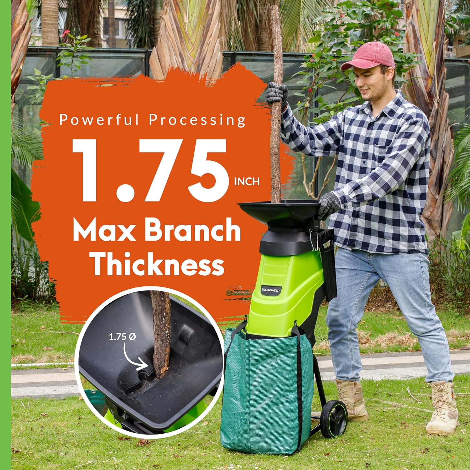 GreenSweep Electric Wood Chipper & Mulcher