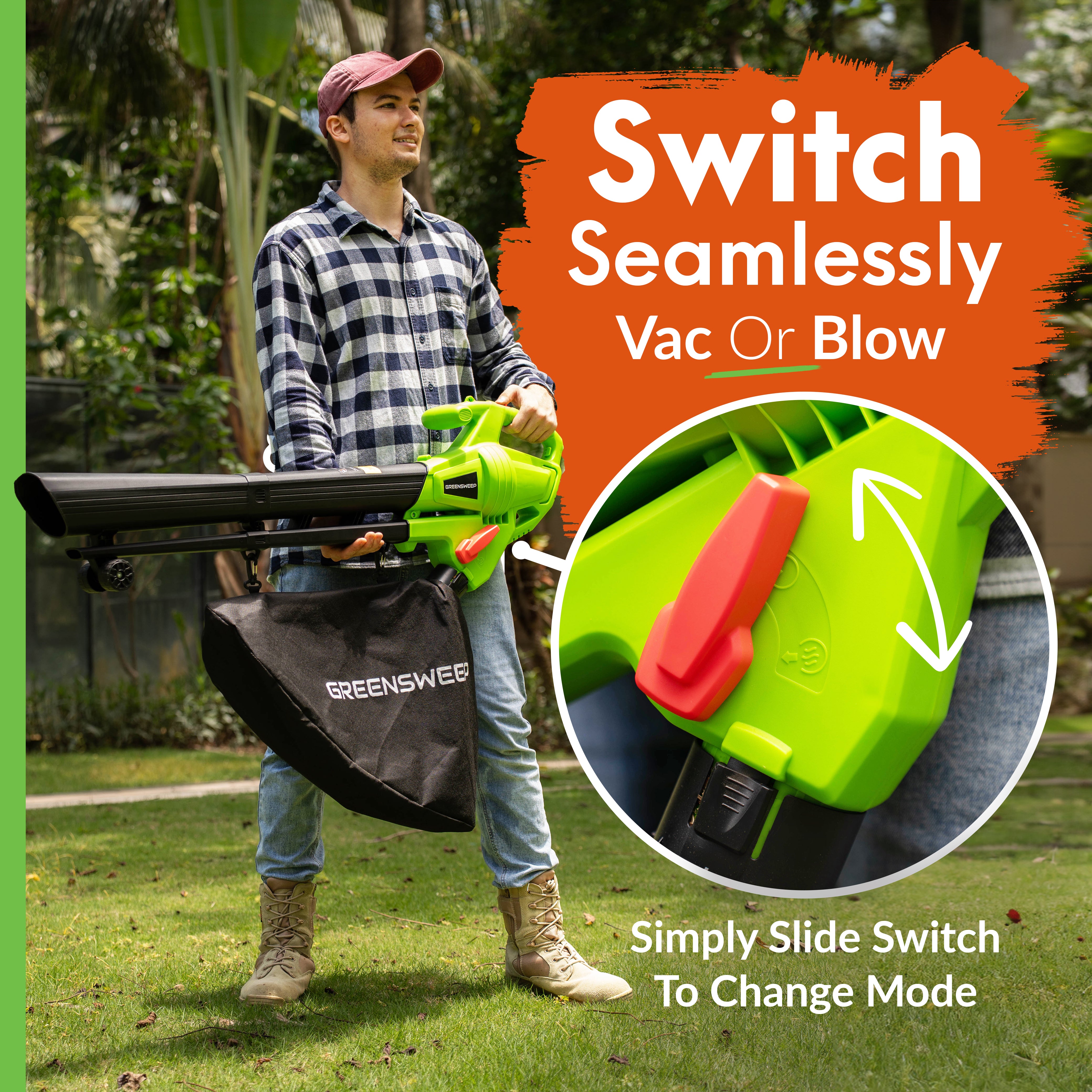 GreenSweep 3-in-1 Leaf Blower, Vacuum & Mulcher