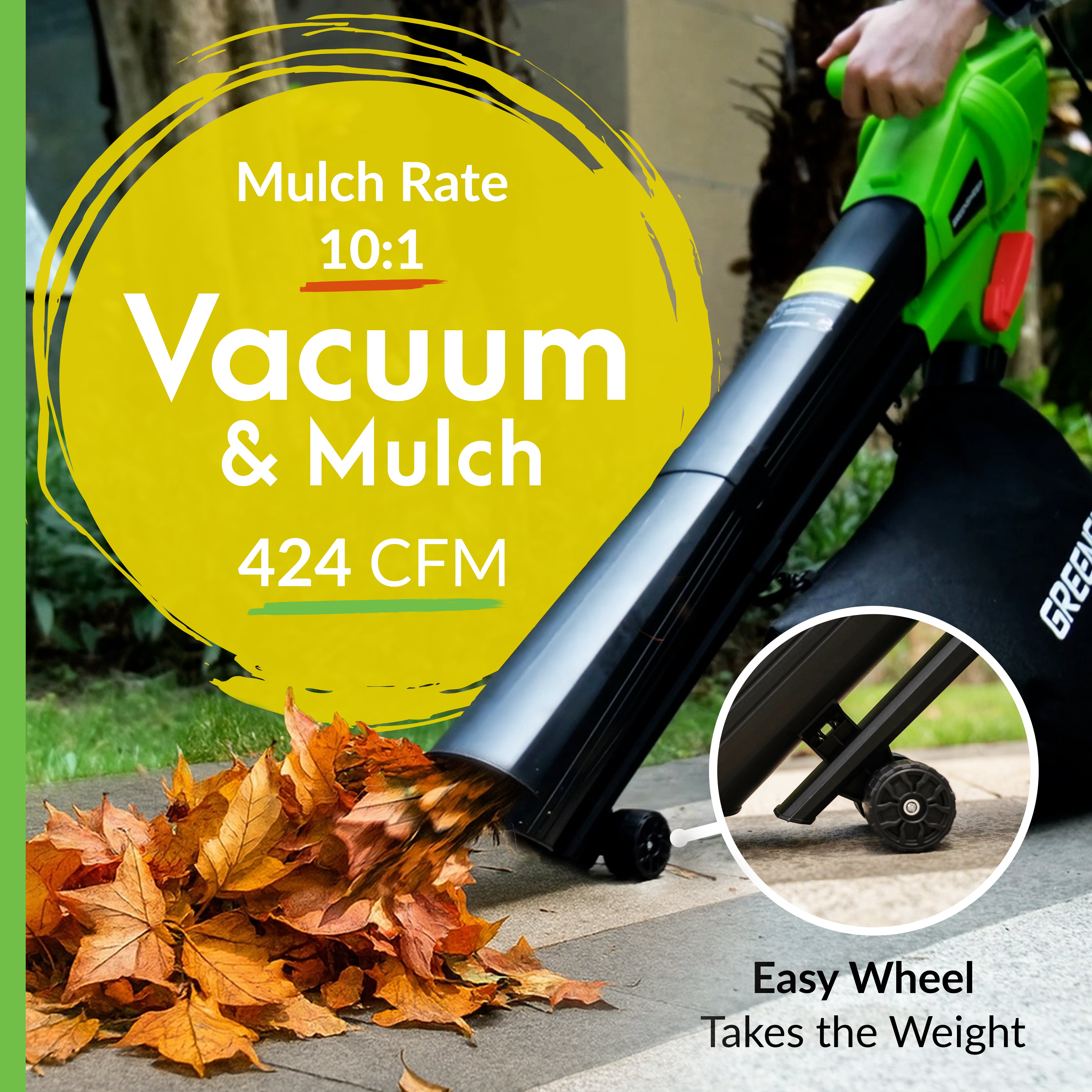 GreenSweep 3-in-1 Leaf Blower, Vacuum & Mulcher